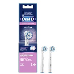 Oral-B Sensitive Clean Ανταλλακτικές Κεφαλές με Λεπτές Ίνες για Ευαίσθητα Ούλα, 2τεμ