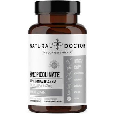 NATURAL DOCTOR Zinc Picolinate Συμπλήρωμα Διατροφής Ψευδάργυρου Σε Πικολινική Μορφή 120 Κάψουλες