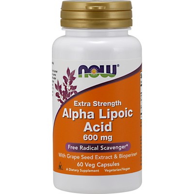 NOW Foods Alpha Lipoic Acid 600mg Συμπλήρωμα Διατροφής Αντιοξειδωτικών 60 Φυτικές Κάψουλες