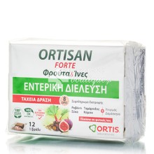 Ortis Ortisan Forte Φρούτα & Ίνες - Δυσκοιλιότητα, 12 φρουτοκύβοι