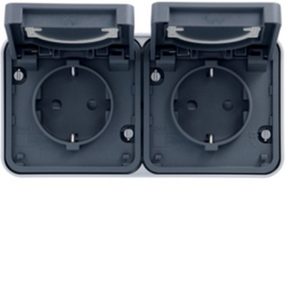 Cubyko Wall Mounted Schuko Socket 2X Horizontal Ip