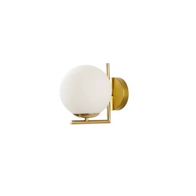 Wall Light 1xE27 Rectangular Gold Base Opal Ball