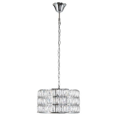 Pendant Light 1/L Cylinder With Crystals White 1xE