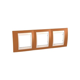 Unica Plus Frame 3 Gangs Horizontal Orange/Ivory M