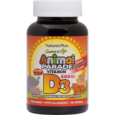 NATURE'S PLUS  Animal Parade Vitamin D3 Ζωάκια Βιταμίνης D3 Για Παιδιά, Με Γεύση Κεράσι, 90 Ζελεδάκια