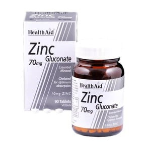 Health Aid Zinc Γλυκανικός Ψευδάργυρος 70mg, 90tab