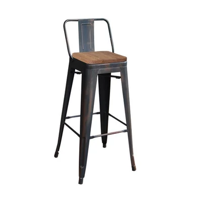 Σκαμπώ Bar Wood Dark Oak/ Μεταλλικό Μαύρο Antique 
