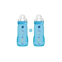 Mam Easy Active Baby Bottle With Silicone Nipple 4+ Months Blue 2x330ml