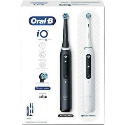 ORAL B  IO Series 5 Duo Pack Ηλεκτρική Οδοντόβουρτσα Με Αισθητήρα Πίεσης & Θήκη Ταξιδίου Black & White