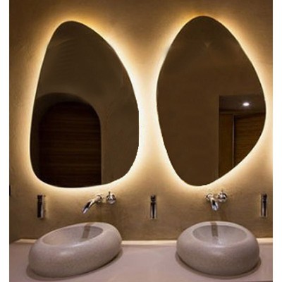 Diptych mirrors Led, set of 2 pieces, pebble 60x80