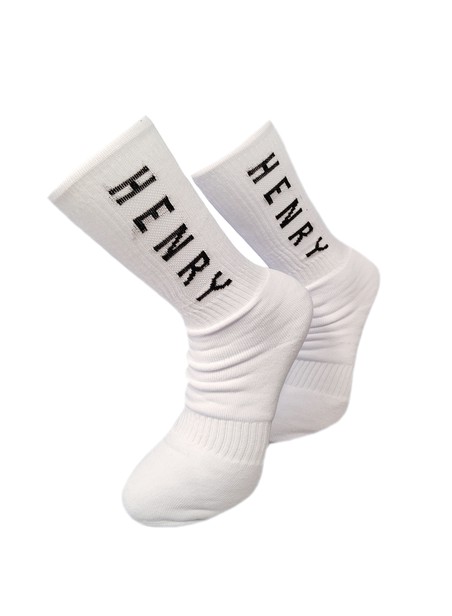 Henry clothing black logo socks - white