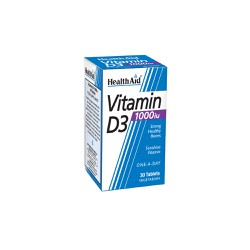 Health Aid Vitamin D3 Συμπλήρωμα Διατροφής 1000iu 30 ταμπλέτες