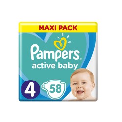Pampers Active Baby Diapers Size 4 (9-14kg) 58 Diapers 
