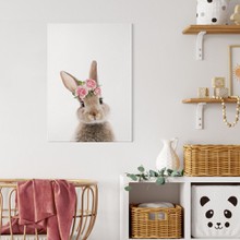 Cute bunny with flowers head white