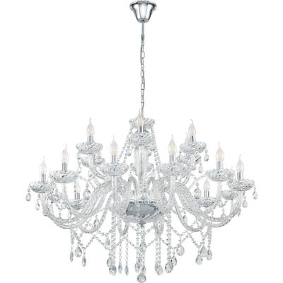 Pendant Light Chandelier Basilano White With Cryst