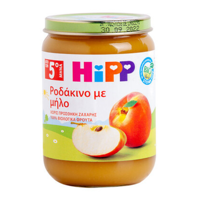 HIPP Bio Βρεφική Φρουτόκρεμα Ροδάκινο Με Μήλο Από 5 Μηνών 190g