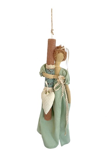Πασχαλινή λαμπάδα με κούκλα Tilda άγγελος υφασμάτινη