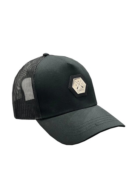 Vinyl art clothing black metallic logo cap