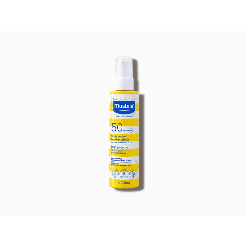 Sun Face & Body Spray Mustela® Αντηλιακό Σώματος & Προσώπου υψηλής προστασίας σε μορφή σπρέι με δείκτη SPF 50
