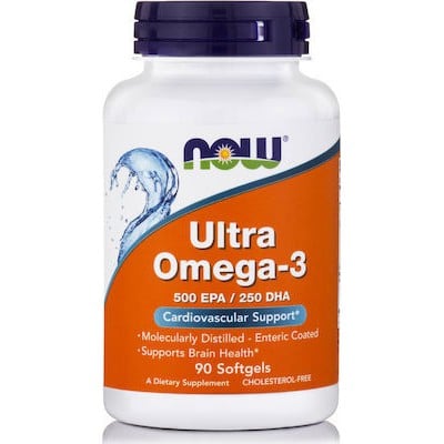 NOW FOODS Ultra Omega-3 Molecularly Distilled 1000mg Συμπλήρωμα Διατροφής Ωμέγα-3 Λιπαρών Οξέων x90 Μαλακές Κάψουλες