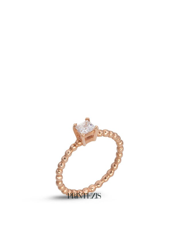 Δαχτυλίδι Ροζ Χρυσό K14 με Ζιρκόν