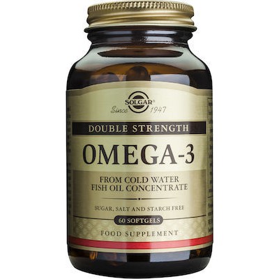 SOLGAR Omega 3 Double Strength Συμπλήρωμα Διατροφής Με Ωμέγα 3 Λιπαρά Οξέα Για Την Υγεία Του Εγκεφάλου & Του Καρδιαγγειακού Συστήματος x60 Μαλακές Κάψουλες