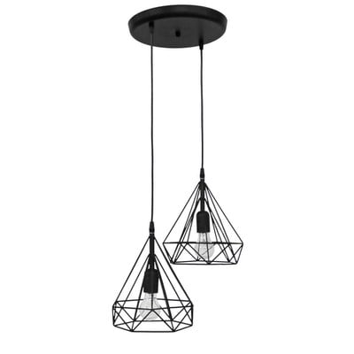 Pendant Light 2xE27 Uneven Diamond Black Dm-02