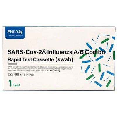 REALY Τεστ Ανίχνευσης COVID-19 & Γρίπης Α/Β Με Ρινικό Δείγμα Rapid Test SARS-Cov-2 & Influenza A/B Combo
