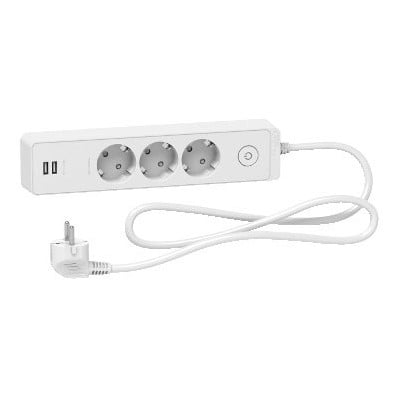Unica Extend Schuko Trailing Lead 3 Gangs With Usb
