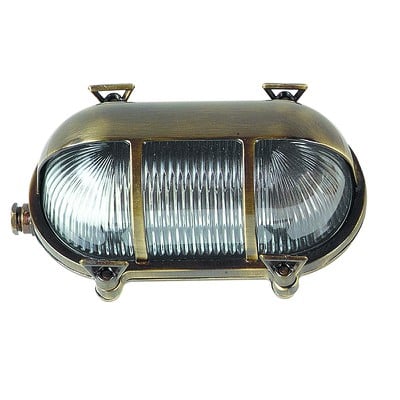 Brass Wall Light Antique 21Χ13cm Ε27 Ip64 With Sha