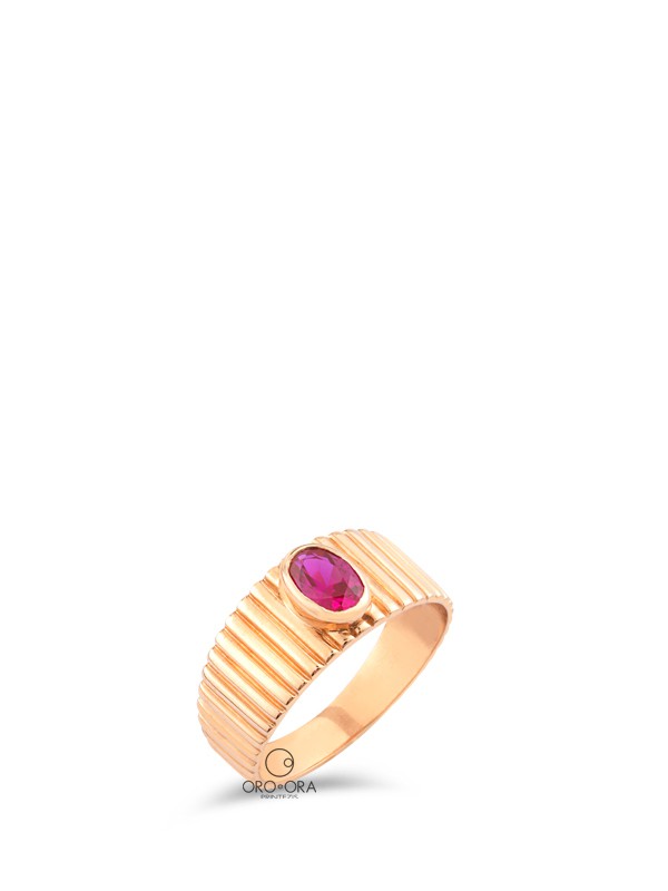 Δαχτυλίδι Ροζ Χρυσό Κ14 με Ζιρκόν
