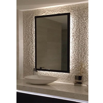 Καθρέπτης μπάνιου 60x80 φωτιζόμενος με LED, με μαύ
