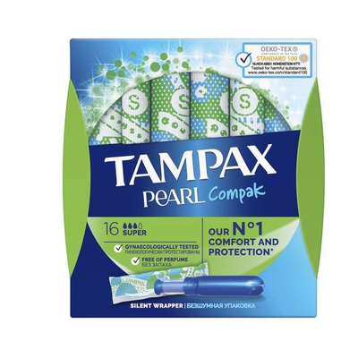 Tampax Pearl Compak Super Ταμπόν Με Απλικατέρ, 16 