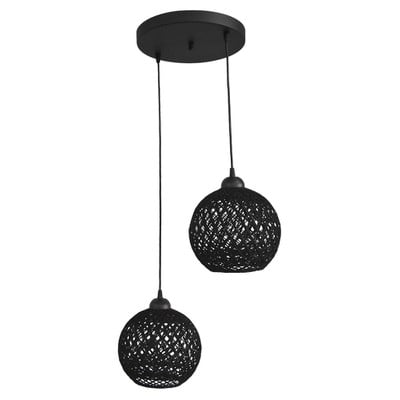 Pendant Light 2xE27 Balls Rope Black Silk/2L