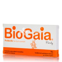 BioGaia Protectis Family Γεύση Λεμόνι - Προβιοτικά για Αντιμετώπιση Γαστρεντερικών Διαταραχών, 10 μασώμ. δισκία