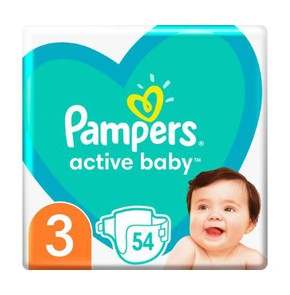 Pampers Active Baby Πάνες Μέγεθος 3 (6kg-10kg), 54