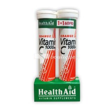 Health Aid Σετ Vitamin C 1000mg - Πορτοκάλι, 2 x 20 eff. tabs (1+1 Δώρο)
