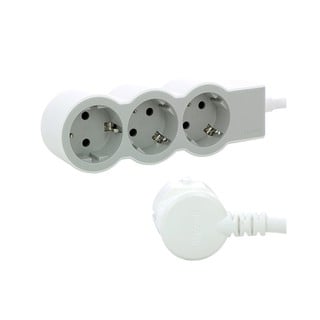 Socket Outlet Standard 3-Way Cable 5m White/Gray