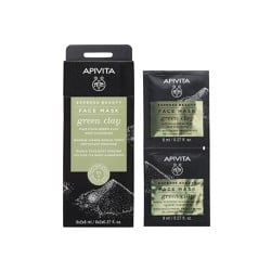 Apivita Express Beauty Face Mask Green Clay Μάσκα Προσώπου Με Πράσινη Άργιλο Για Βαθύ Καθαρισμό 2x8ml