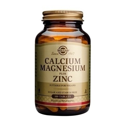 SOLGAR Calcium Magnesium Plus Zinc Συμπλήρωμα Διατροφής Με Ασβέστιο, Μαγνήσιο & Ψευδάργυρο Για Την Καλή Υγεία Των Οστών, Ιδανικό Για Εμμηνόπαυση x100