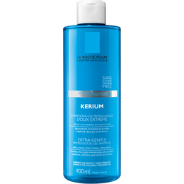La Roche Posay Kerium Extra Gentle Gel-Shampoο  400ml. Καταπραϋνεi άμεσα από κνησμό και ερεθισμούς και κάνει τα μαλλιά ανάλαφρα, απαλά και λαμπερά, κατάλληλο για κανονικά μαλλιά.
