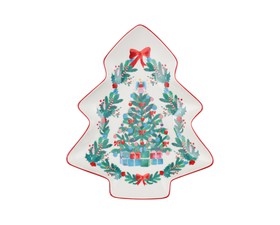 Maxwell Williams Πιατέλα Έλατο 25cm Πορσελάνη Λευκή / Πράσινη Christmasville Tree Σε Συσκευασία Δώρου