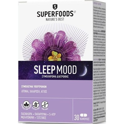 SUPERFOODSs Sleep Mood Συμπλήρωμα Διατροφής Για Τη Μείωση Της Αϋπνίας & Του Άγχους x30 Κάψουλες