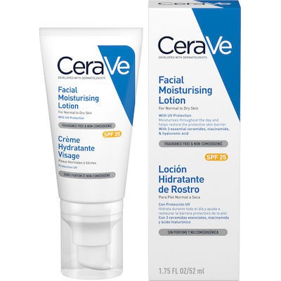 CERAVE Facial Moisturizing Lotion SPF25 Ενυδατική Κρέμα Προσώπου Για Κανονικές/Ξηρές Επιδερμίδες, 52ml