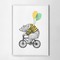 Bear ride bicycle balloon white
