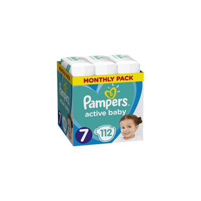 PAMPERS Βρεφικές Πάνες Active Baby No.7 15+Kgr 112 Τεμάχια Monthly Pack