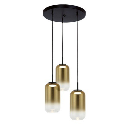 Pendant Light Led 3X12W 3000Κ Glass Black Gold