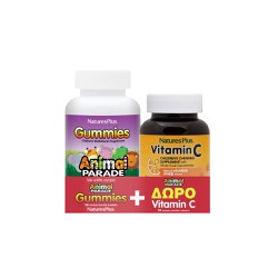 Natures Plus Promo Animal Parade Multivitamin Nutritional Supplement For Children 50 soft capsules + Gift Vitamin C Orange 250mg Vitamin C 90 tablets