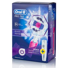 Oral-B Pro 750 3D White με Θήκη Μεταφοράς - Ροζ, 1τμχ.