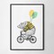 Bear ride bicycle balloon black